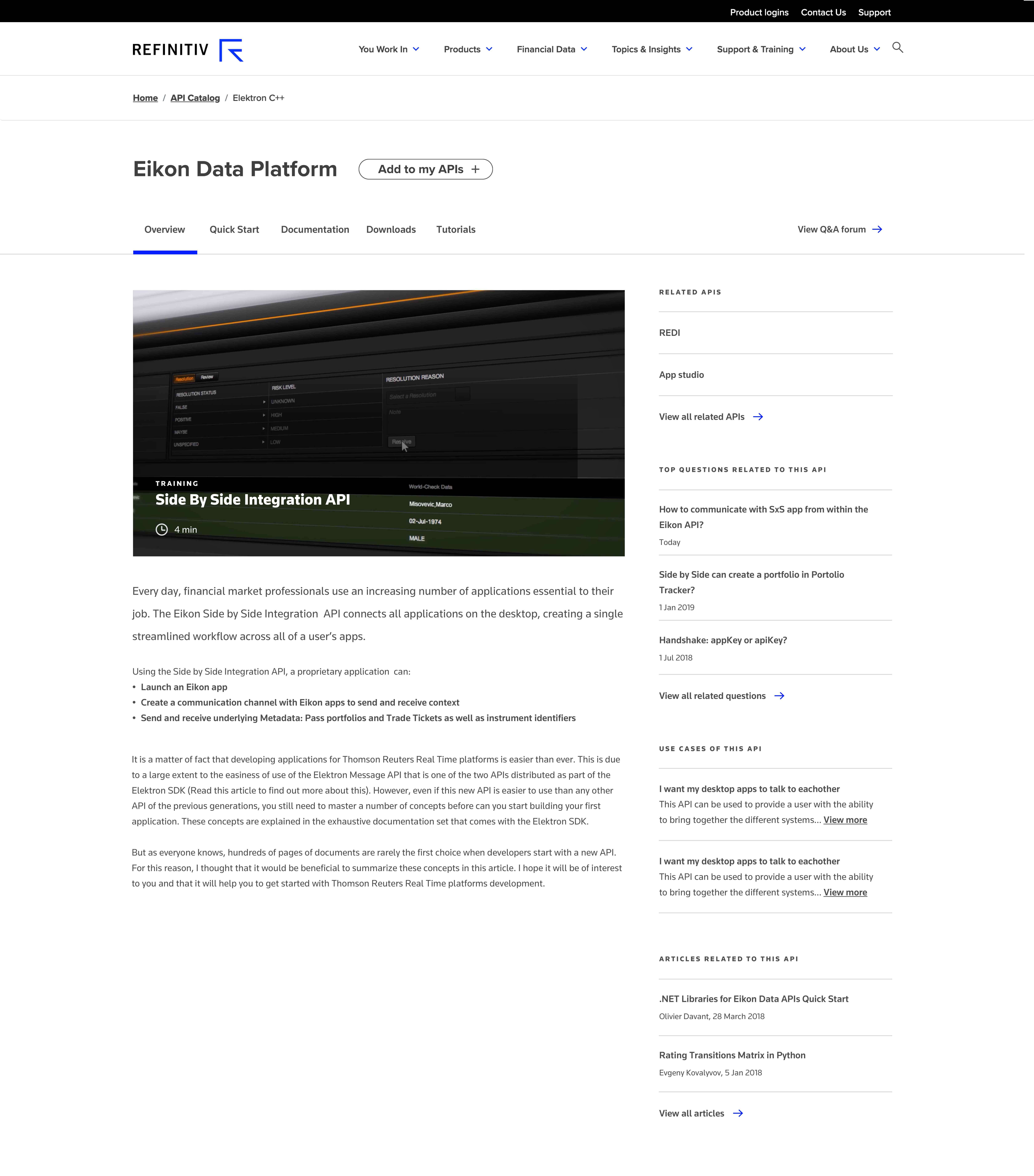 Overview page
